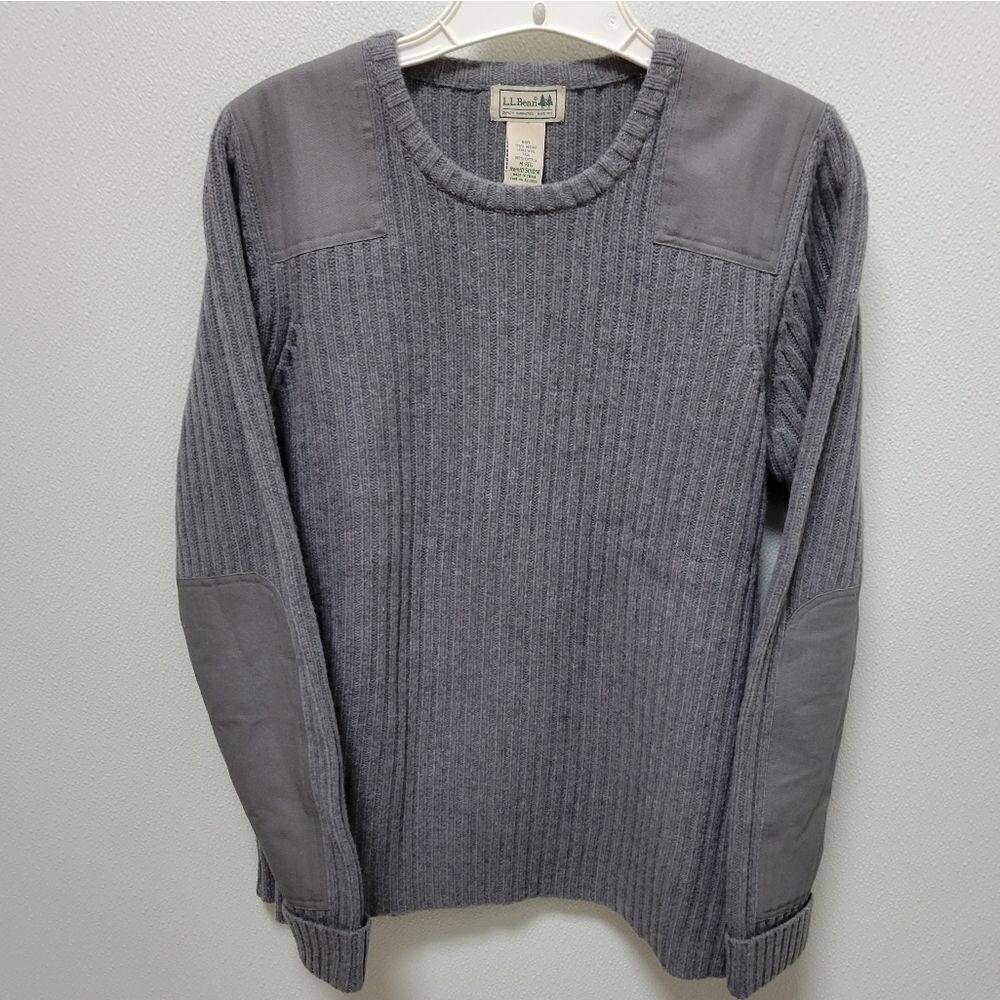 Womens LL Bean Commando Sweater Crewneck NWT Grey Graphite Merino Wool Size M